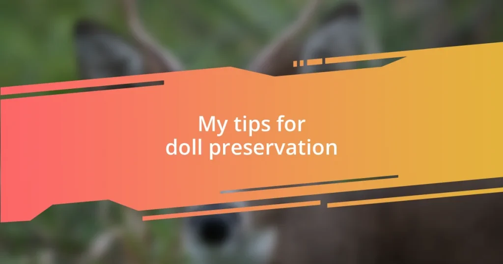 My tips for doll preservation