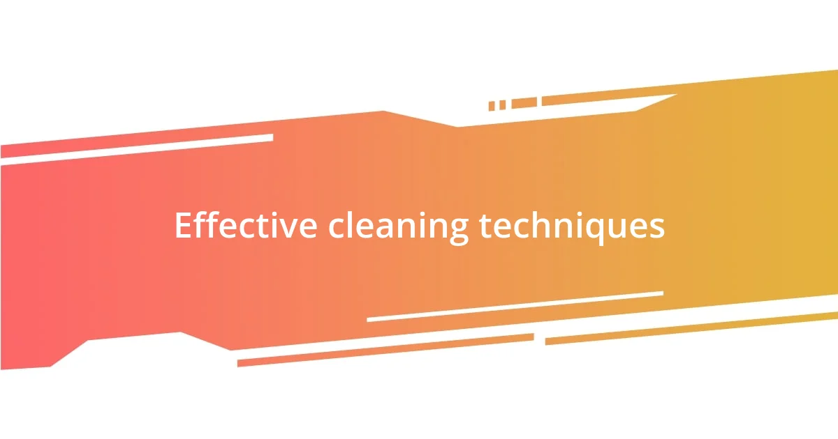 Effective cleaning techniques